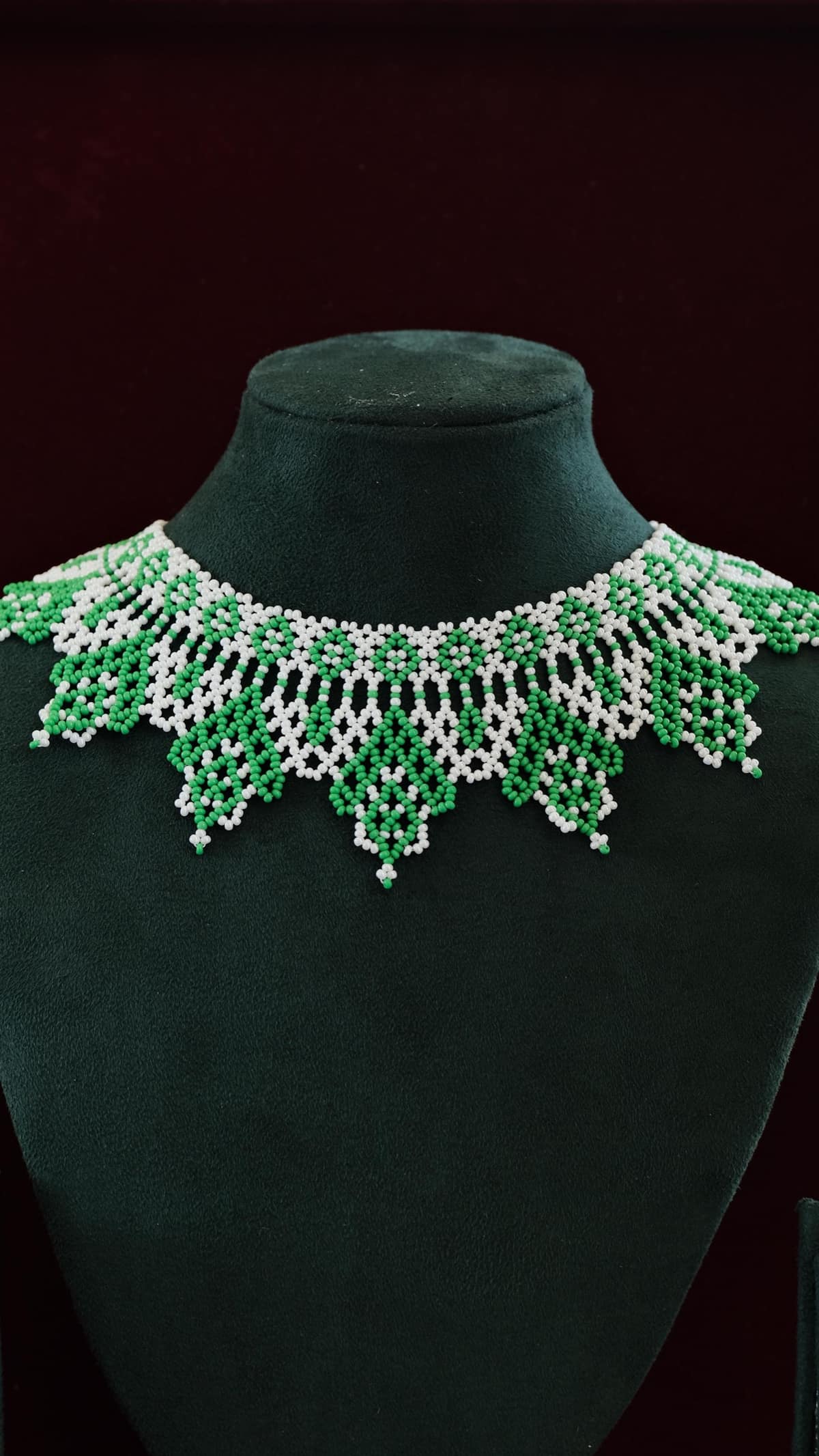 The Lace Bib in Pearl & Emerald