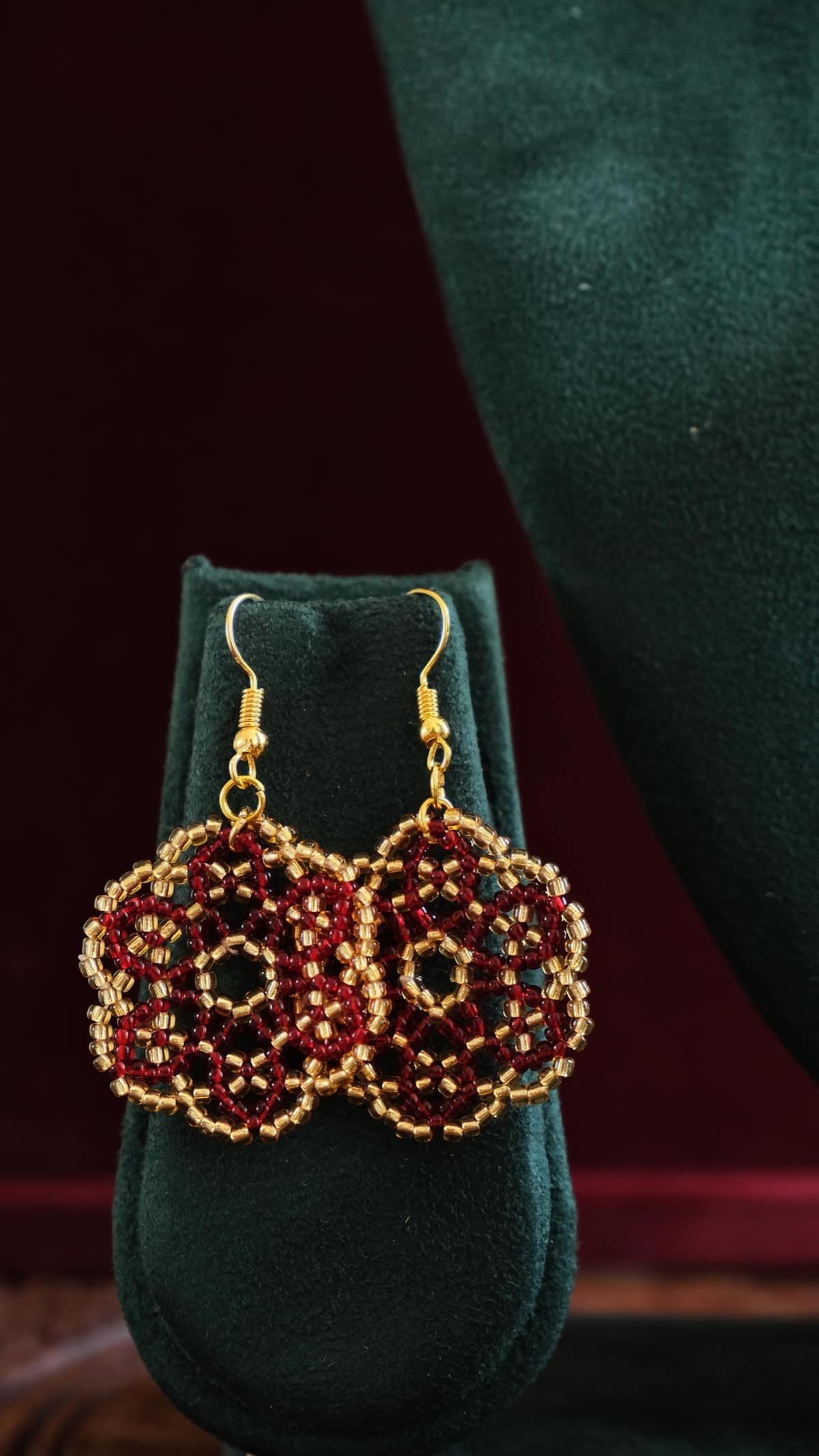 The Rosette Earrings in Ruby & Gold
