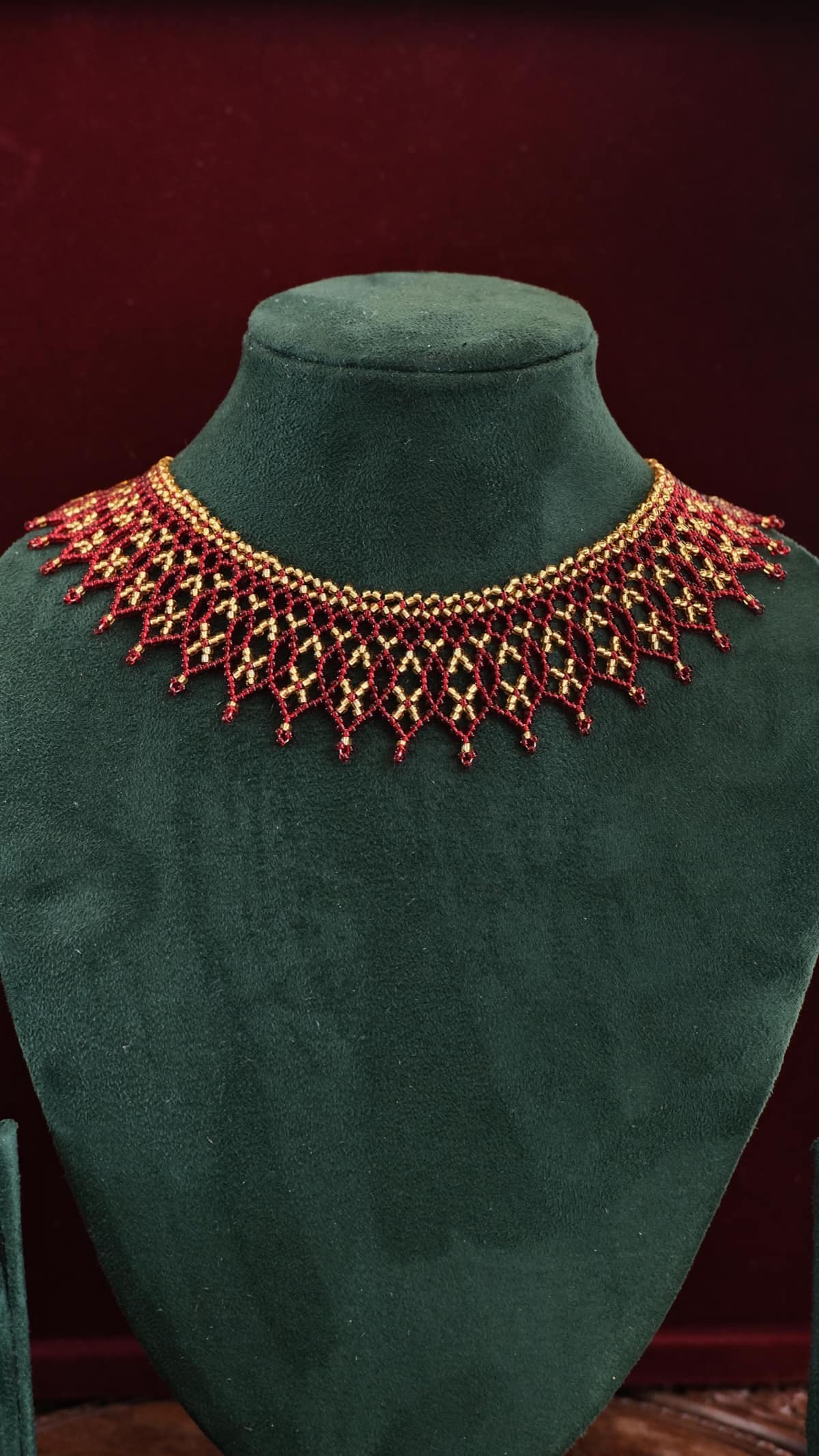 The Fringe Collar in Ruby & Gold
